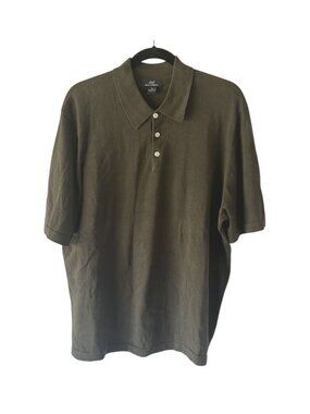 Brooks Bros. Mens XL army green 100% cotton short sleeve polo shirt knit Preppy
